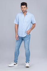 Solid Color Short Sleeved Casual Shirt