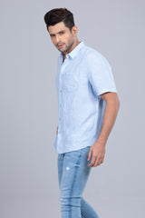 Solid Color Short Sleeved Casual Shirt