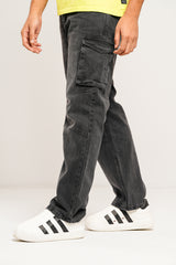 Baggy Fit Black Cargo Jeans