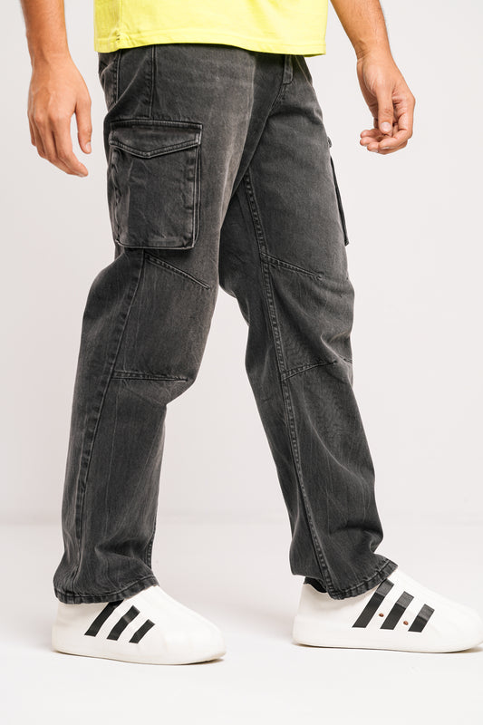 Baggy Fit Black Cargo Jeans