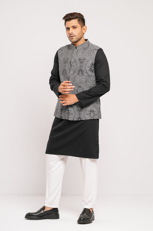 Semi-Formal Brocade Waistcoat with Decorative Buttons