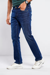 Dark Cobalt Blue Dobby Slim Fit Jeans