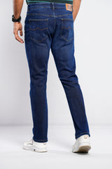 Dark Cobalt Blue Dobby Slim Fit Jeans