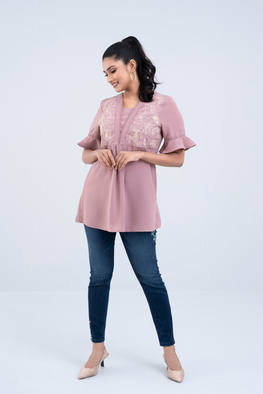 Embroidered Blossoms Georgette Top