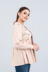 Waist-Length Floral Bolero Top with Three-Quarter Sleeves