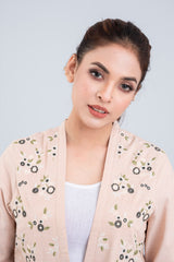 Waist-Length Floral Bolero Top with Three-Quarter Sleeves