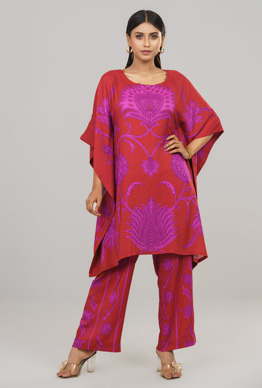 Allover Printed Kaftan-Style Two-Piece Ethnic Set