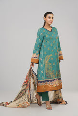 Printed and Embroidered Three-Piece Lawn